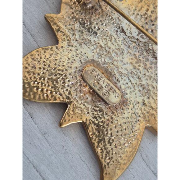 Eisenberg Ice Poinsettia Red Enamel Holiday Brooch & Earring Set - Picture 4 of 6